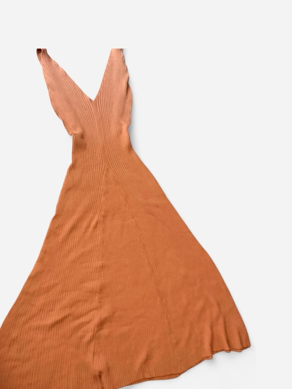 Free People Ribbed V-Neck Maxi Dress in Rust